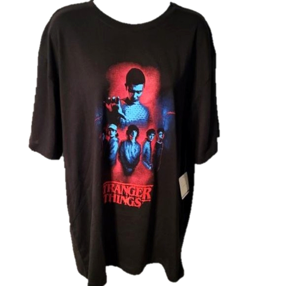 *NEW* STRANGER THINGS Eleven + Cast Black T-shirt Size Large Netflix